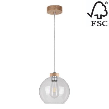 Suspension filaire LAGUNA 1xE27/60W/230V chêne - certifié FSC