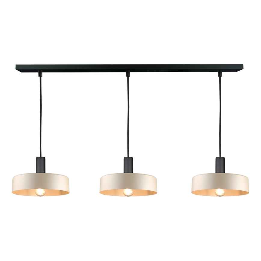 Suspension filaire LATTE 3xE27/60W/230V beige/noir