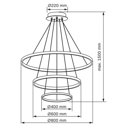 Suspension filaire LEA LED/60W/230V 4000K d. 80 cm chrome mat