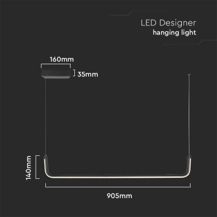 Suspension filaire LED/12W/230V 4000K noir