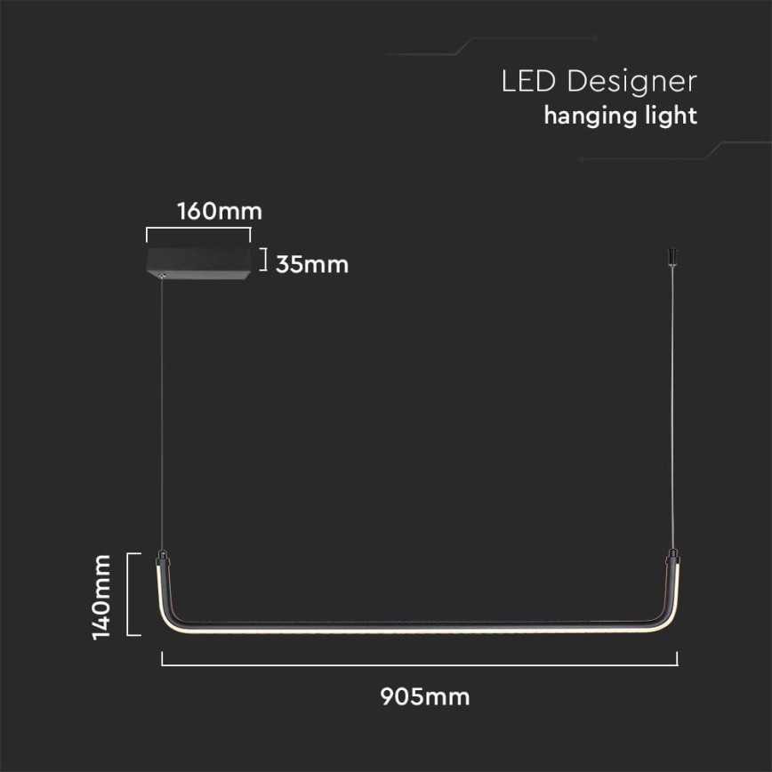 Suspension filaire LED/12W/230V 4000K noir