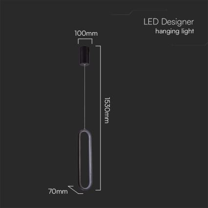 Suspension filaire LED/13W/230V 4000K noir