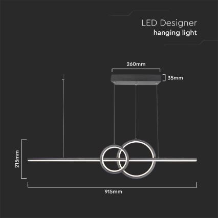 Suspension filaire LED/15W/230V 4000K noir