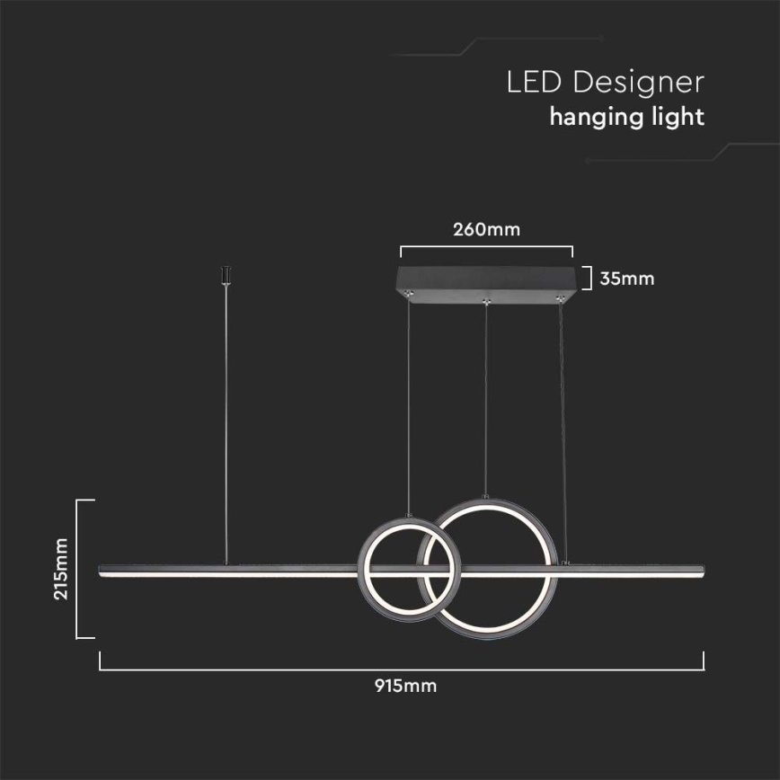 Suspension filaire LED/15W/230V 4000K noir