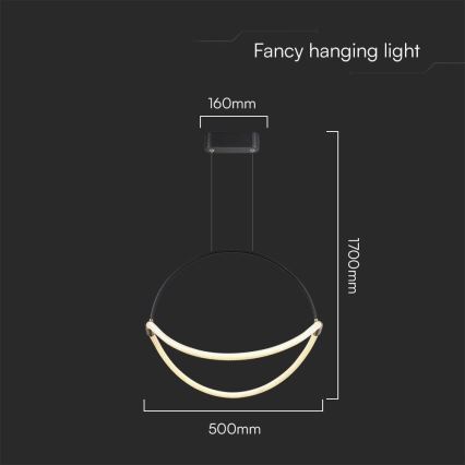 Suspension filaire LED/16W/230V 3000K d. 50 cm