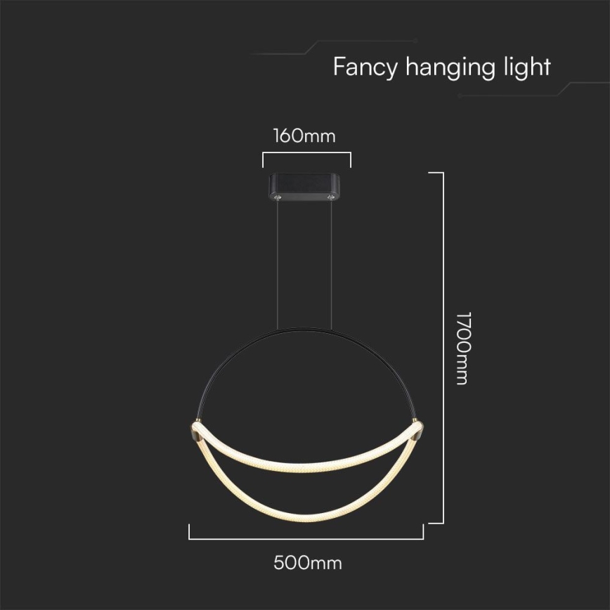 Suspension filaire LED/16W/230V 3000K d. 50 cm