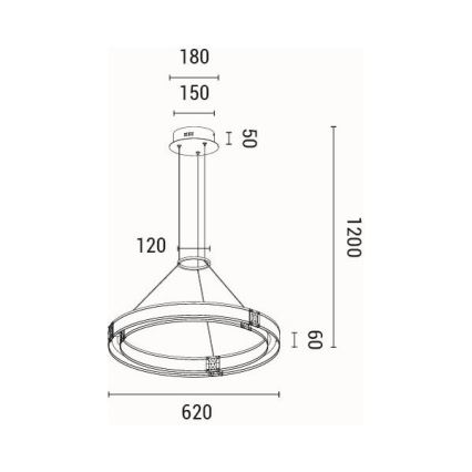 Suspension filaire LED/21W/230V 3000K 42x120 cm