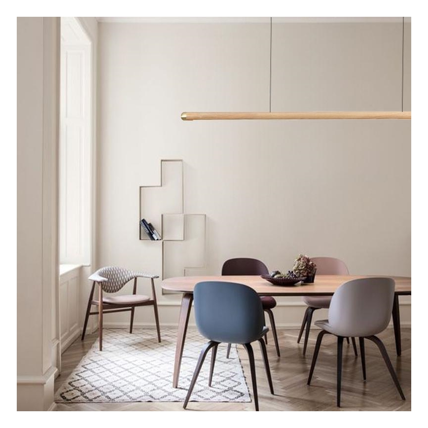 Suspension filaire LED/22W/230V 4000K 120 cm frêne/bois massif