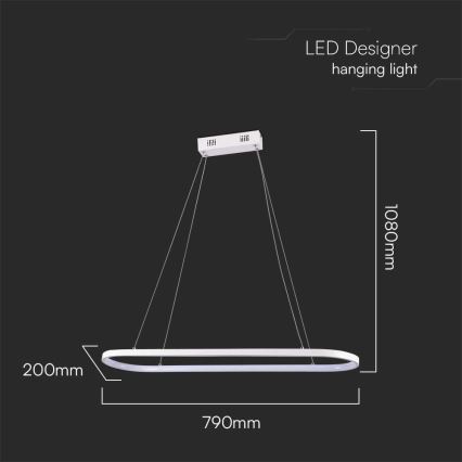 Suspension filaire LED/24W/230V 3000K blanc
