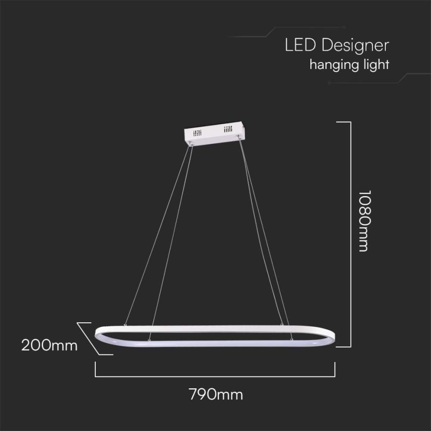 Suspension filaire LED/24W/230V 3000K blanc