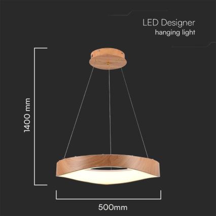 Suspension filaire LED/25W/230V 3000K ø 50 cm marron