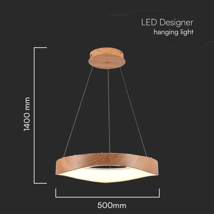 Suspension filaire LED/25W/230V 3000K ø 50 cm marron