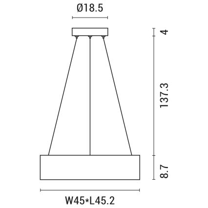 Suspension filaire LED/30W/230V 3000K 45x45 cm noir