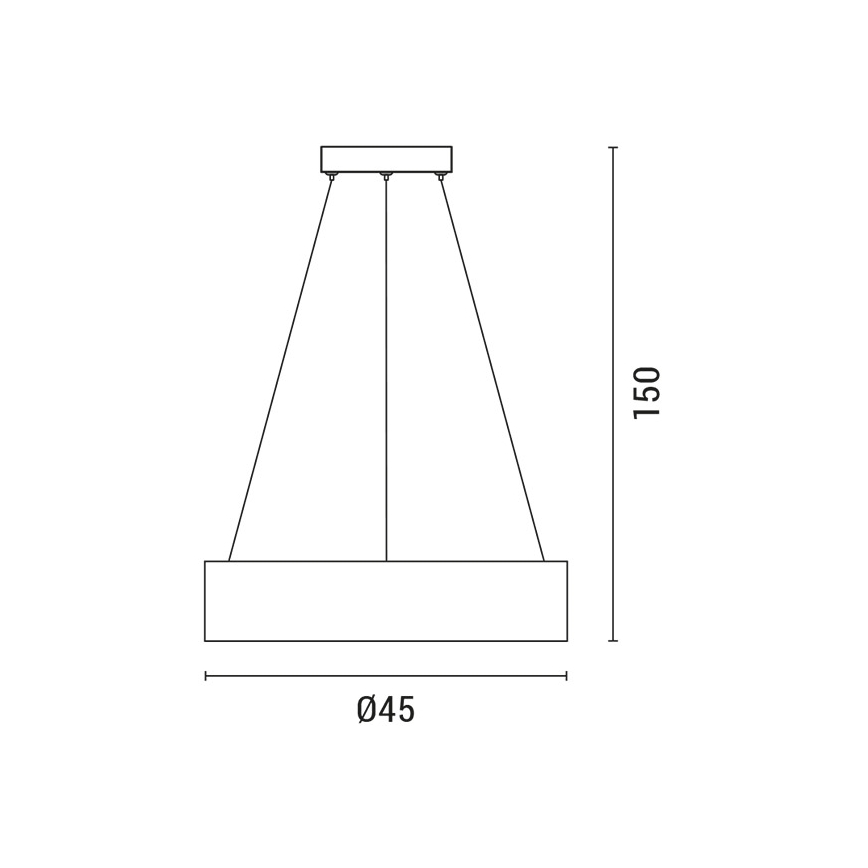 Suspension filaire LED/30W/230V 3000K d. 45 cm noir/chêne