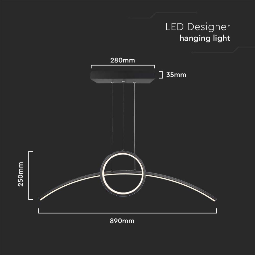 Suspension filaire LED/30W/230V 4000K noir