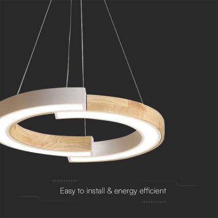 Suspension filaire LED/32W/230V 3000K blanc/bois