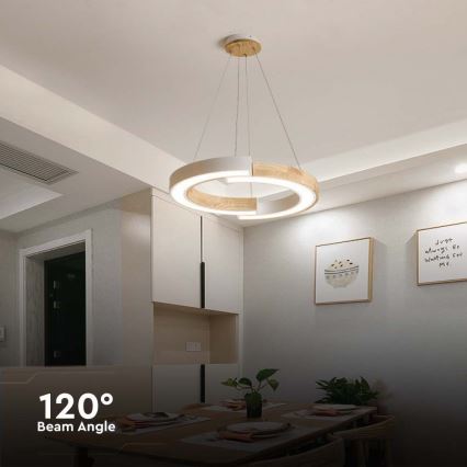 Suspension filaire LED/32W/230V 3000K blanc/bois