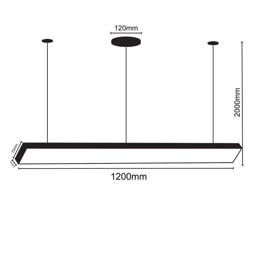 Suspension filaire LED/32W/230V 4000K d. 120 cm noir