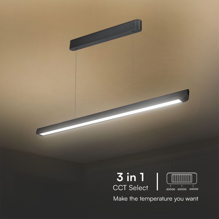 Suspension filaire LED/36W/230V 3000/4000/6400K noir