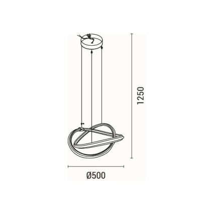 Suspension filaire LED/38W/230V 3000K 50x120 cm