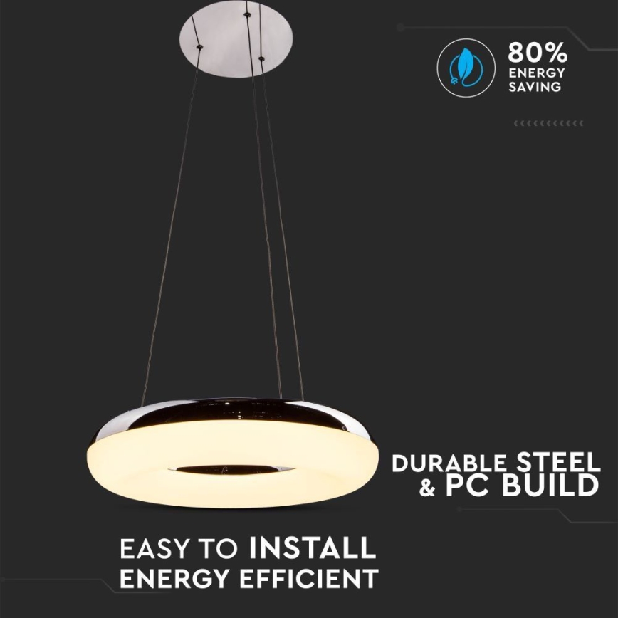 Suspension filaire LED/40W/230V 3000K d. 40 cm chrome brillant
