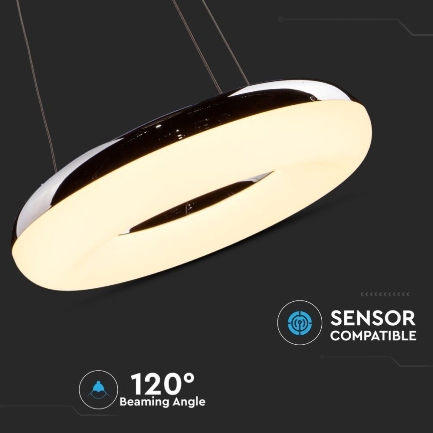 Suspension filaire LED/40W/230V 3000K d. 40 cm chrome brillant