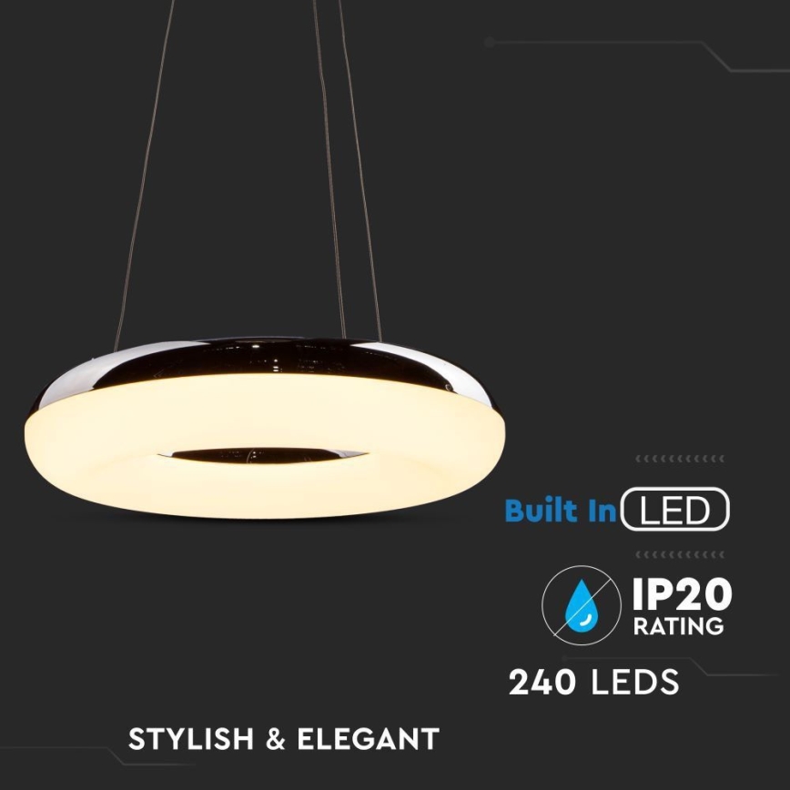 Suspension filaire LED/40W/230V 3000K d. 40 cm chrome brillant