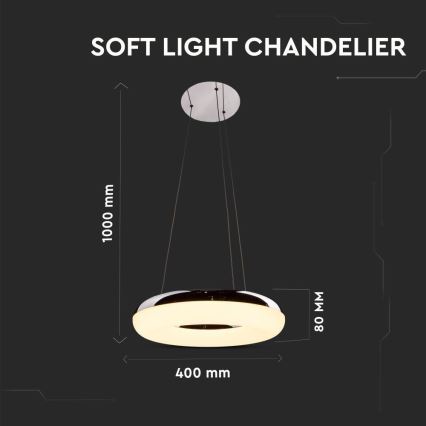 Suspension filaire LED/40W/230V 3000K d. 40 cm chrome brillant