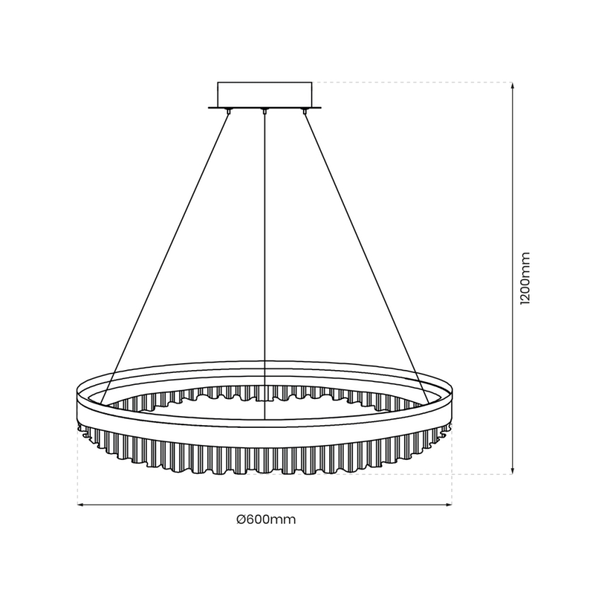 Suspension filaire LED/52W/230V d. 60 cm doré