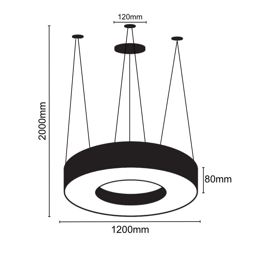 Suspension filaire LED/60W/230V 4000K d. 120 cm noir