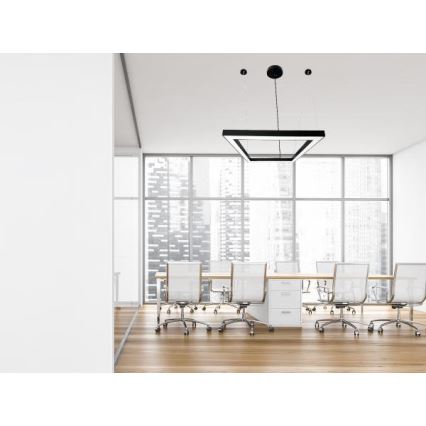Suspension filaire LED/70W/230V 4000K 100x100 cm noir