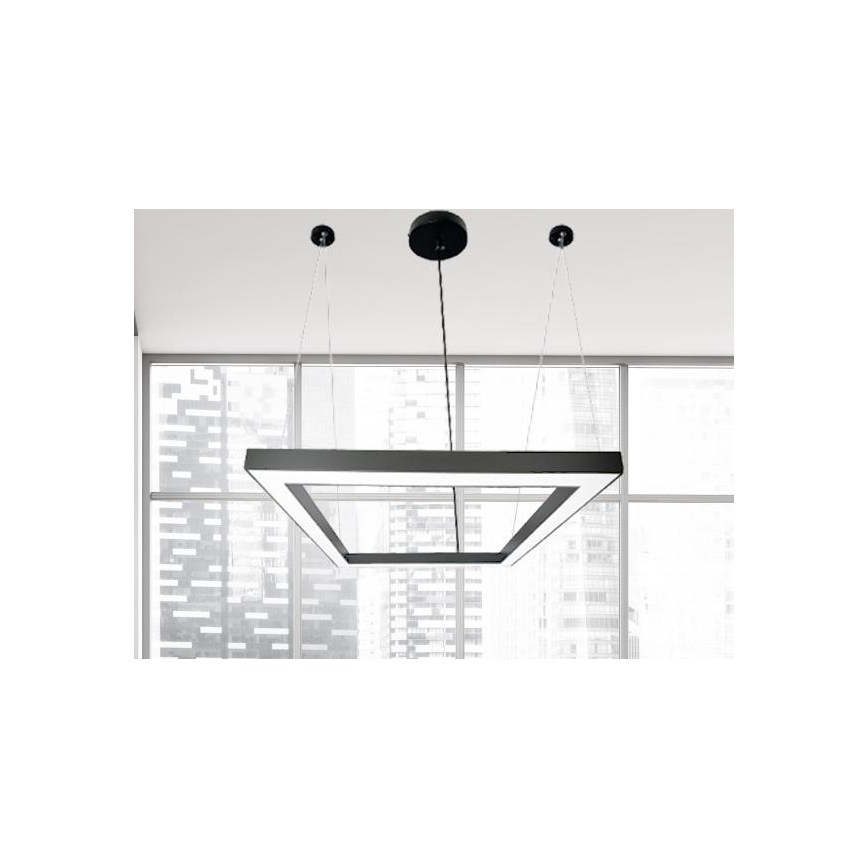 Suspension filaire LED/70W/230V 4000K 100x100 cm noir