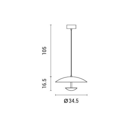 Suspension filaire LED/7W/230V 3000K d. 34,5 cm