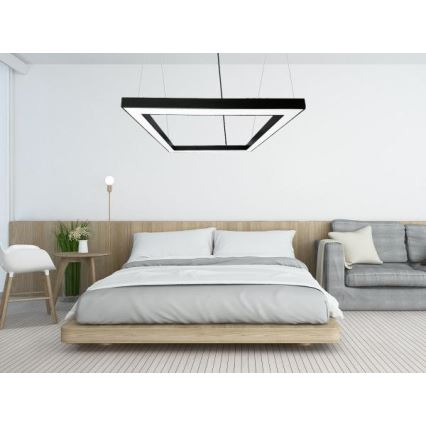 Suspension filaire LED/80W/230V 4000K 120x120 cm noir