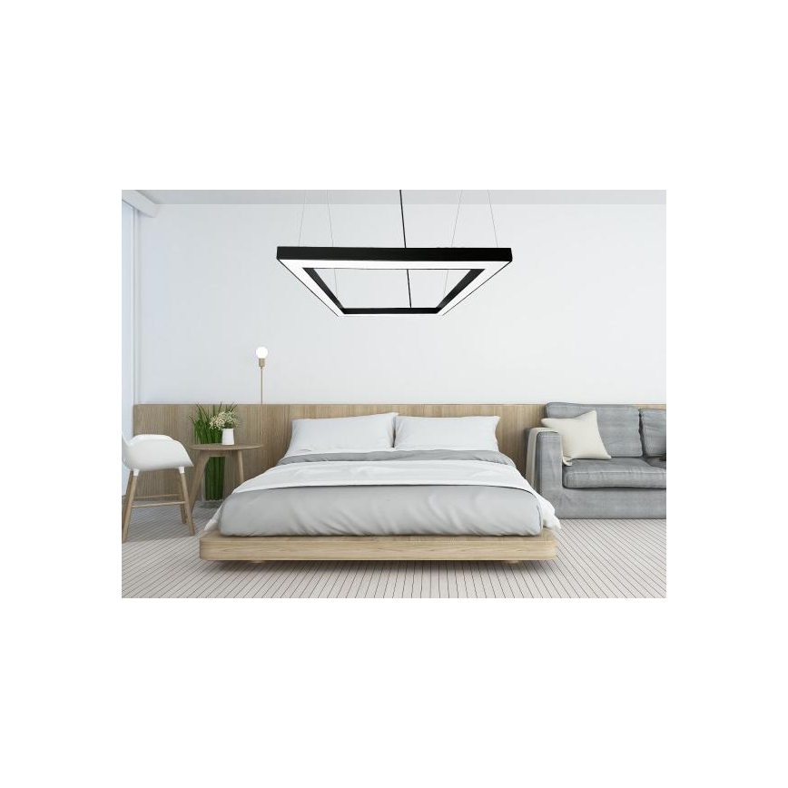 Suspension filaire LED/80W/230V 4000K 120x120 cm noir