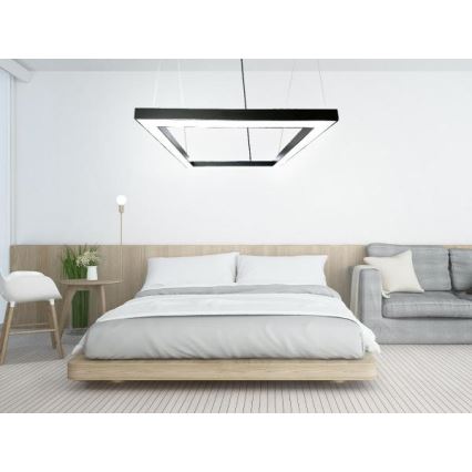 Suspension filaire LED/80W/230V 4000K 120x120 cm noir