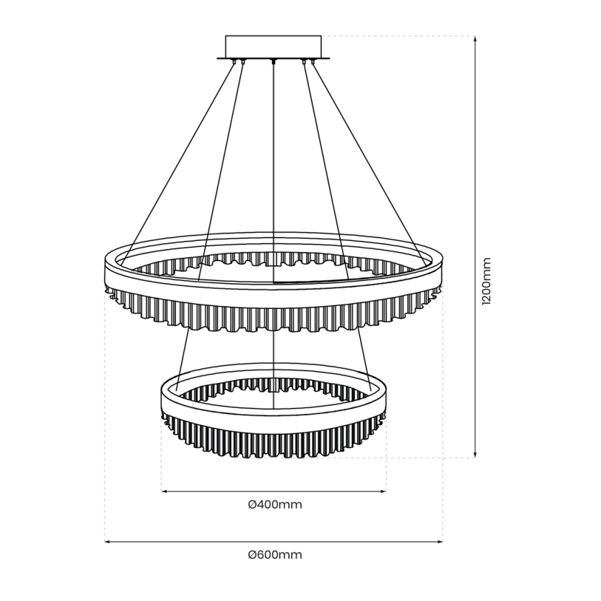 Suspension filaire LED/85W/230V d. 60 cm doré