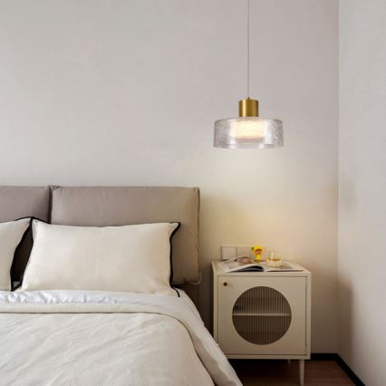 Suspension filaire LED/8W/230V 3000K doré/transparent pr. 20 cm