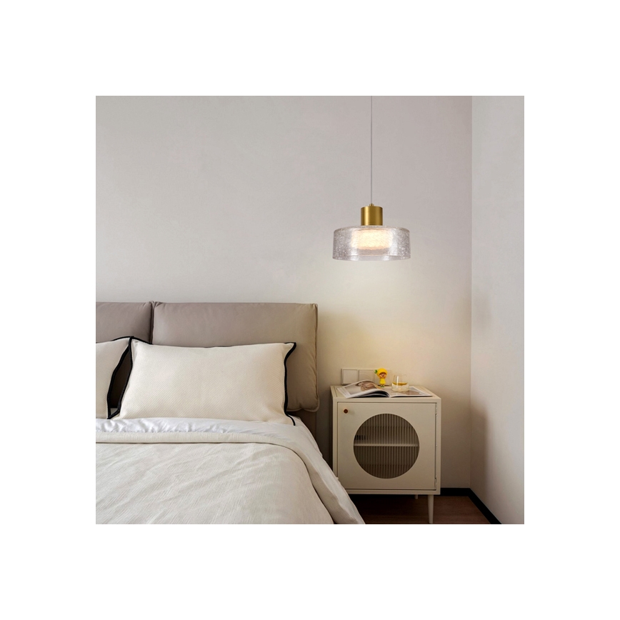 Suspension filaire LED/8W/230V 3000K doré/transparent pr. 20 cm