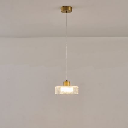 Suspension filaire LED/8W/230V 3000K doré/transparent pr. 20 cm