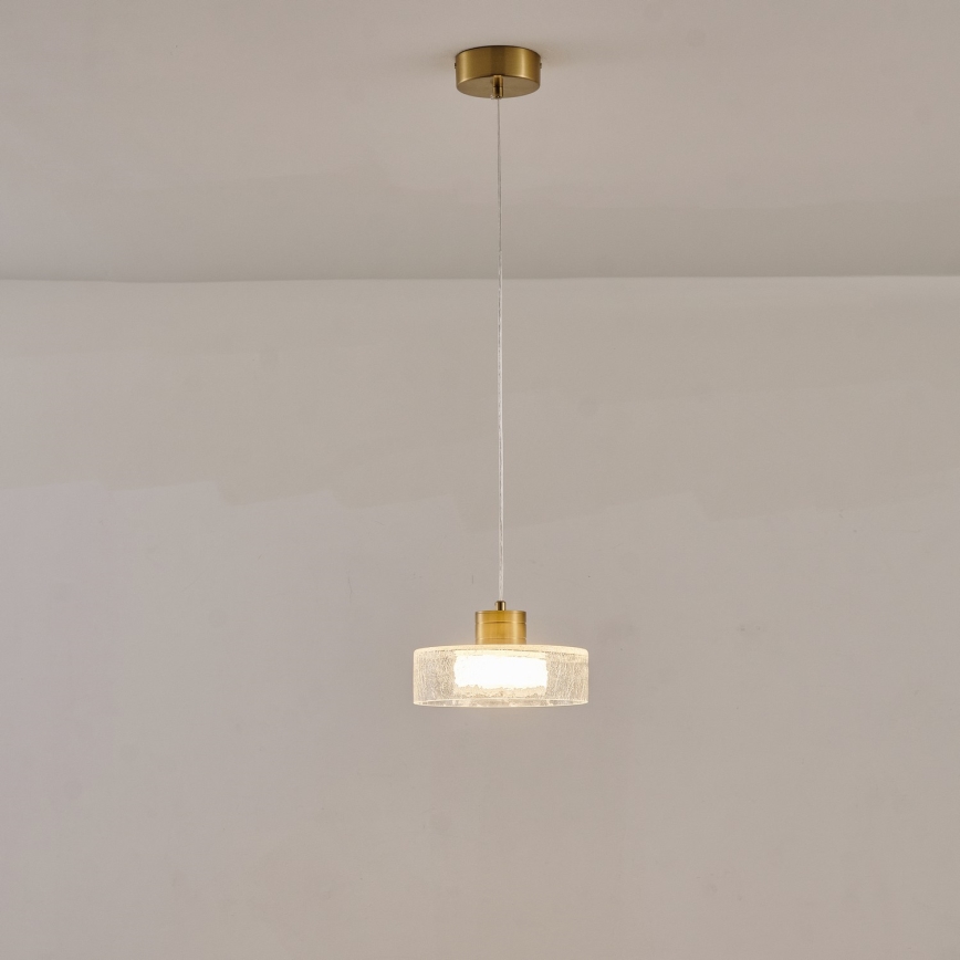 Suspension filaire LED/8W/230V 3000K doré/transparent pr. 20 cm