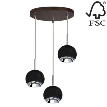 Suspension filaire LED BALL WOOD 3xGU10/5W/230V hêtre - certifié FSC