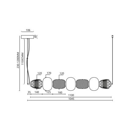 Suspension filaire LED CARO LED/42W/230V doré