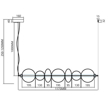 Suspension filaire LED DAPHNE LED/40W/230V doré