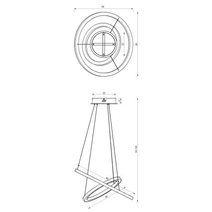 Suspension filaire LED GALAXIA LED/46W/230V doré