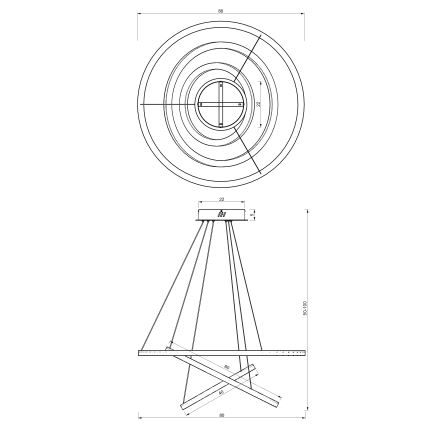 Suspension filaire LED GALAXIA LED/85W/230V noir