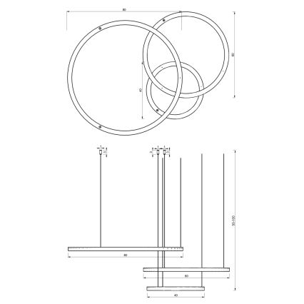 Suspension filaire LED GALAXIA LED/85W/230V noir