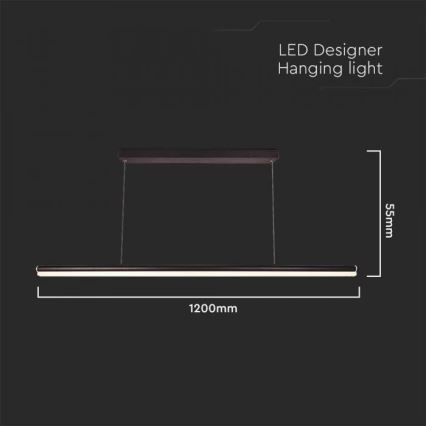 Suspension filaire LED LED/23W/230V 4000K 120 cm noir