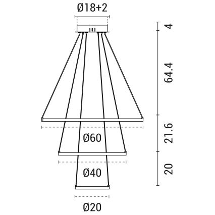 Suspension filaire LED/42W/230V 3000K blanc