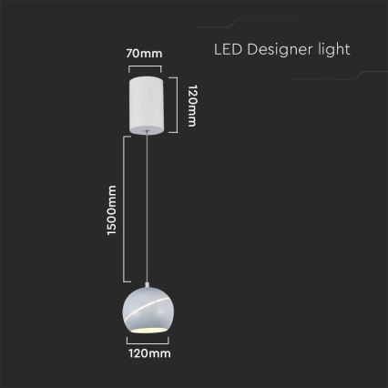 Suspension filaire LED LED/8,5W/230V 3000K blanc